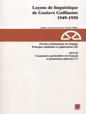 cover image of Leçons de linguistique de Gustave Guillaume, 1949-1950